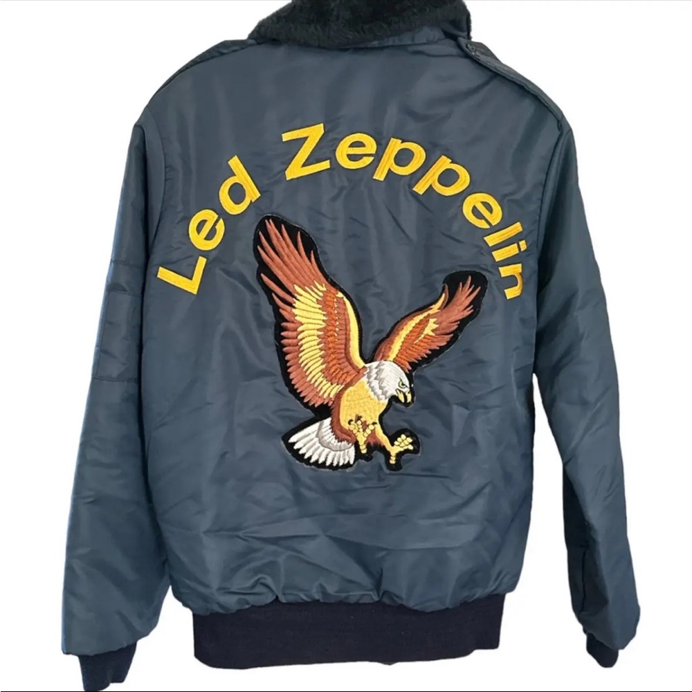 Vintage Led Zeppelin Bomber US Air Force Jacket, Timber King Size Small, Patches